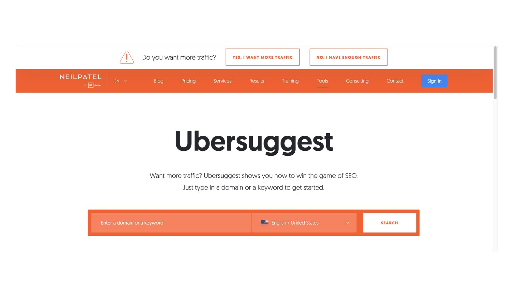 ubersuggest screenshot